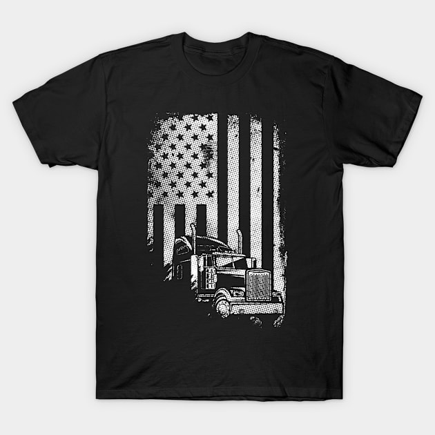 Patriotic American Truck Driver Flag T-Shirt by DAN LE